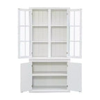 Meuble de présentation autoportant Merax d'inspiration rustique avec portes vitrées et rangement