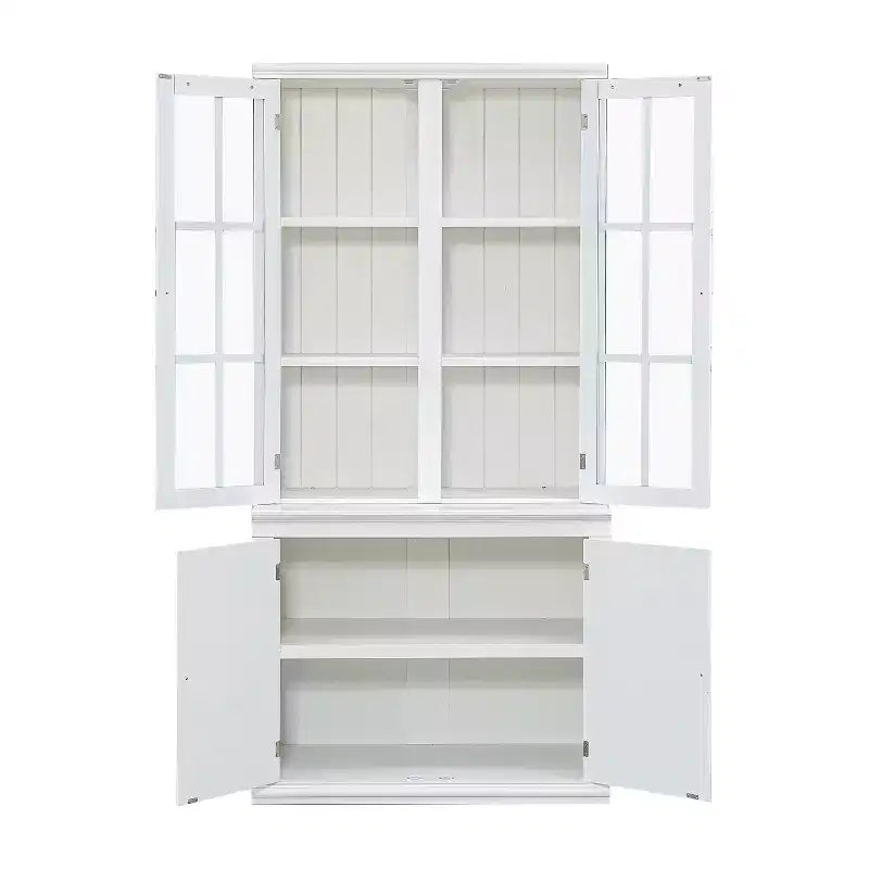 Meuble de présentation autoportant Merax d'inspiration rustique avec portes vitrées et rangement