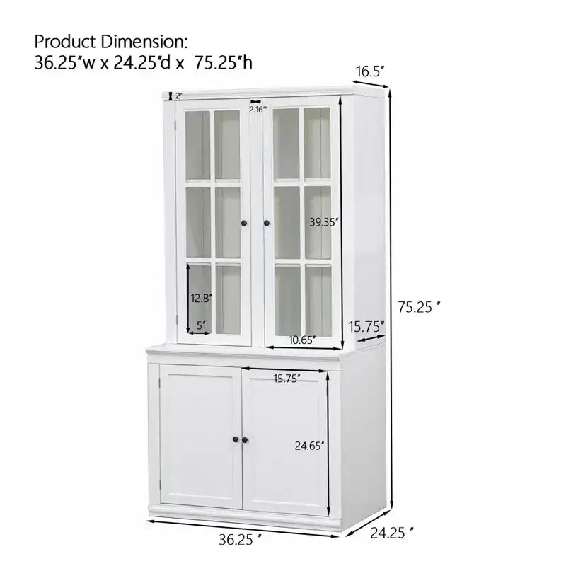 Meuble de présentation autoportant Merax d'inspiration rustique avec portes vitrées et rangement
