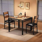 Ensemble table à manger CuisinSmart pour 4, ensemble table et chaises de salle à manger pour 4 avec chaises rembourrées, ensemble table de cuisine et 4 chaises avec protection d'angle