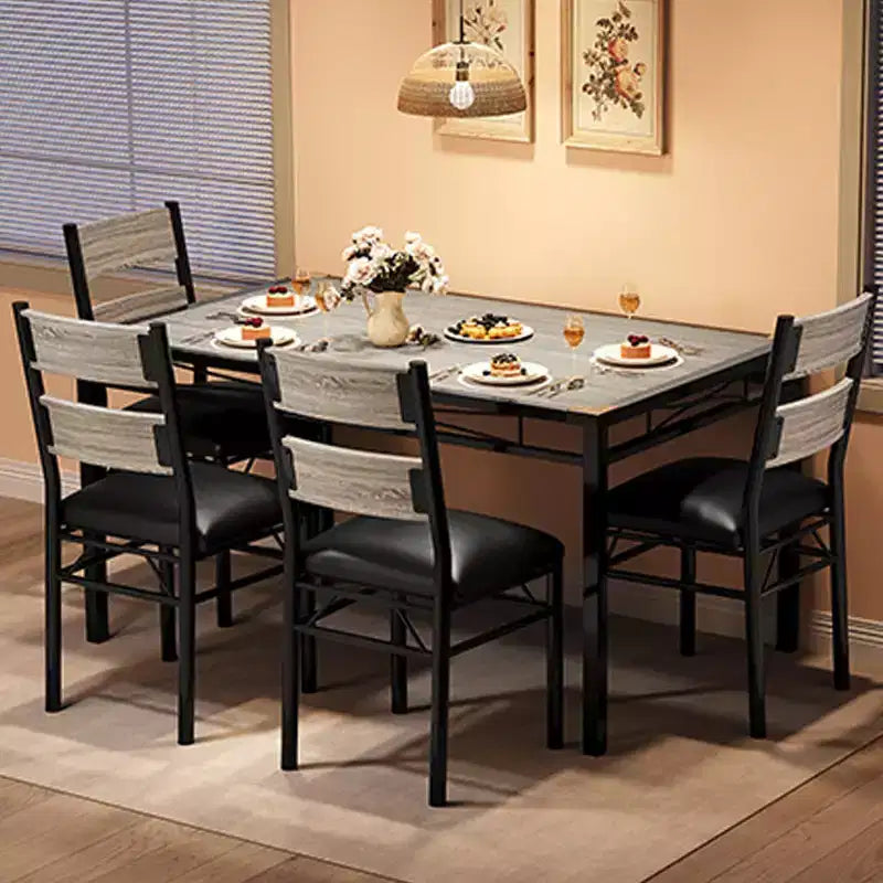 Ensemble table à manger CuisinSmart pour 4, ensemble table et chaises de salle à manger pour 4 avec chaises rembourrées, ensemble table de cuisine et 4 chaises avec protection d'angle