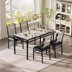 Ensemble table à manger CuisinSmart pour 4, ensemble table et chaises de salle à manger pour 4 avec chaises rembourrées, ensemble table de cuisine et 4 chaises avec protection d'angle