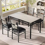 Ensemble table à manger CuisinSmart pour 4, ensemble table et chaises de salle à manger pour 4 avec chaises rembourrées, ensemble table de cuisine et 4 chaises avec protection d'angle