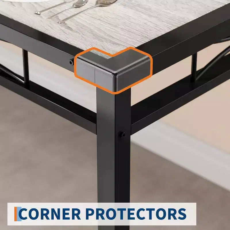 Ensemble table à manger CuisinSmart pour 4, ensemble table et chaises de salle à manger pour 4 avec chaises rembourrées, ensemble table de cuisine et 4 chaises avec protection d'angle