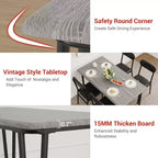 CuisinSmart - Table de salle à manger pour 4 personnes avec chaises rembourrées, petit ensemble table et chaises, ensemble de salle à manger pour 4 personnes, ensemble table à manger rectangulaire.