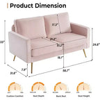 VINGLI Canapé 2 places moderne 56", petit canapé à assise profonde pour salon