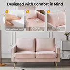 VINGLI Canapé 2 places moderne 56", petit canapé à assise profonde pour salon