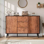 51.2 Buffet bahut, Meuble bar à café d'entrée avec 3 tiroirs, Console média en bois, Armoire de garde-manger de cuisine pour salon