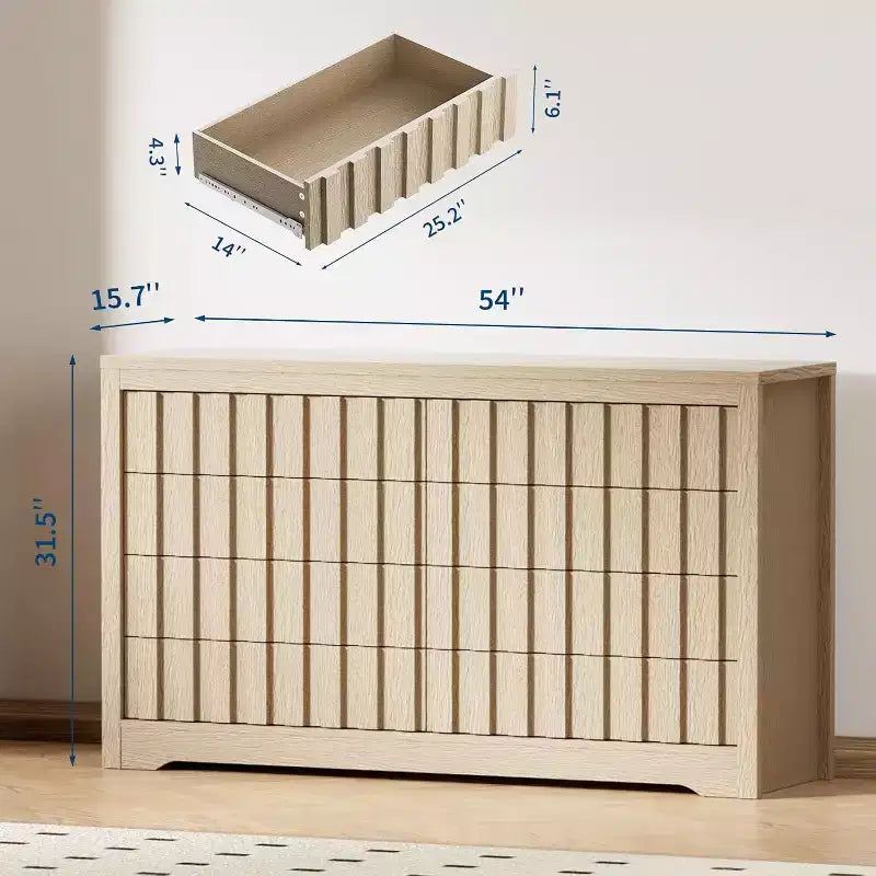 Commode CuisinSmart à 8 tiroirs, commodes modernes à rainures ondulées pour placard, organisateur de rangement pour salon, couloir