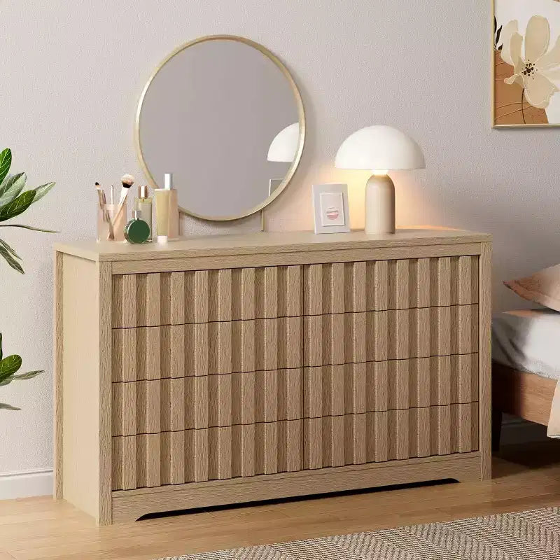 Commode CuisinSmart à 8 tiroirs, commodes modernes à rainures ondulées pour placard, organisateur de rangement pour salon, couloir
