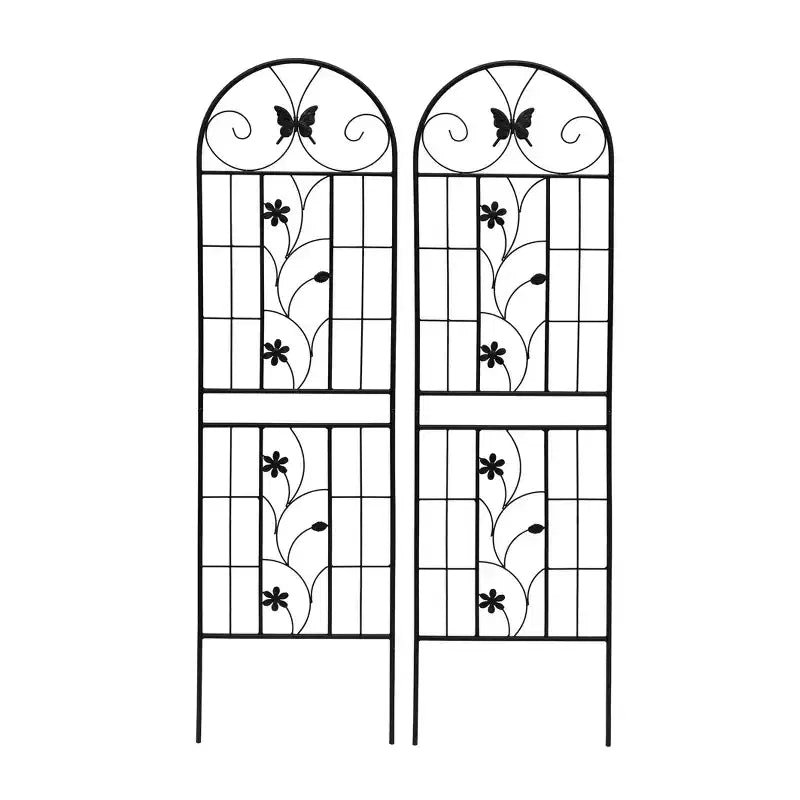 MAYEERTY Lot de 2 treillis de jardin en métal de 180 x 50 cm – Antirouille, noir, pour plantes grimpantes et fleurs d'extérieur