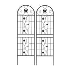 MAYEERTY Lot de 2 treillis de jardin en métal de 180 x 50 cm – Antirouille, noir, pour plantes grimpantes et fleurs d'extérieur