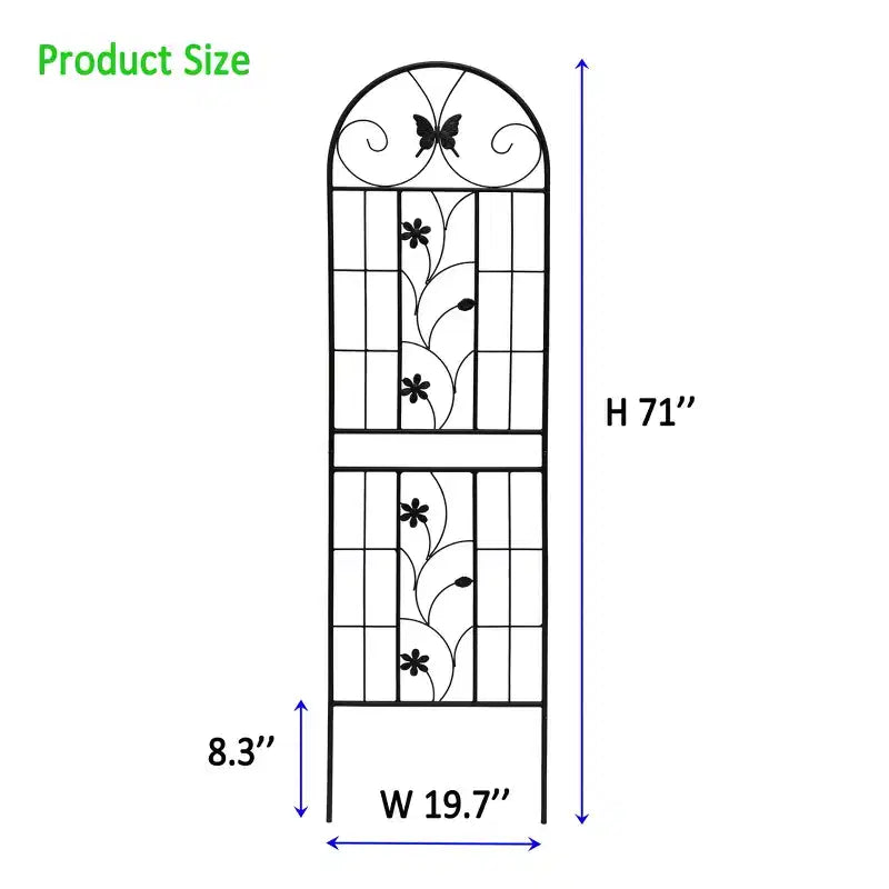 MAYEERTY Lot de 2 treillis de jardin en métal de 180 x 50 cm – Antirouille, noir, pour plantes grimpantes et fleurs d'extérieur