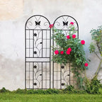 MAYEERTY Lot de 2 treillis de jardin en métal de 180 x 50 cm – Antirouille, noir, pour plantes grimpantes et fleurs d'extérieur