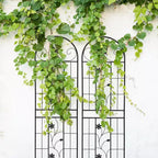 MAYEERTY Lot de 2 treillis de jardin en métal de 180 x 50 cm – Antirouille, noir, pour plantes grimpantes et fleurs d'extérieur