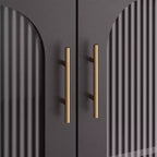 Bahut, Meuble de rangement en bois avec portes vitrées, Deux poignées métalliques, Meuble de rangement avec étagères réglables, Bahut moderne
