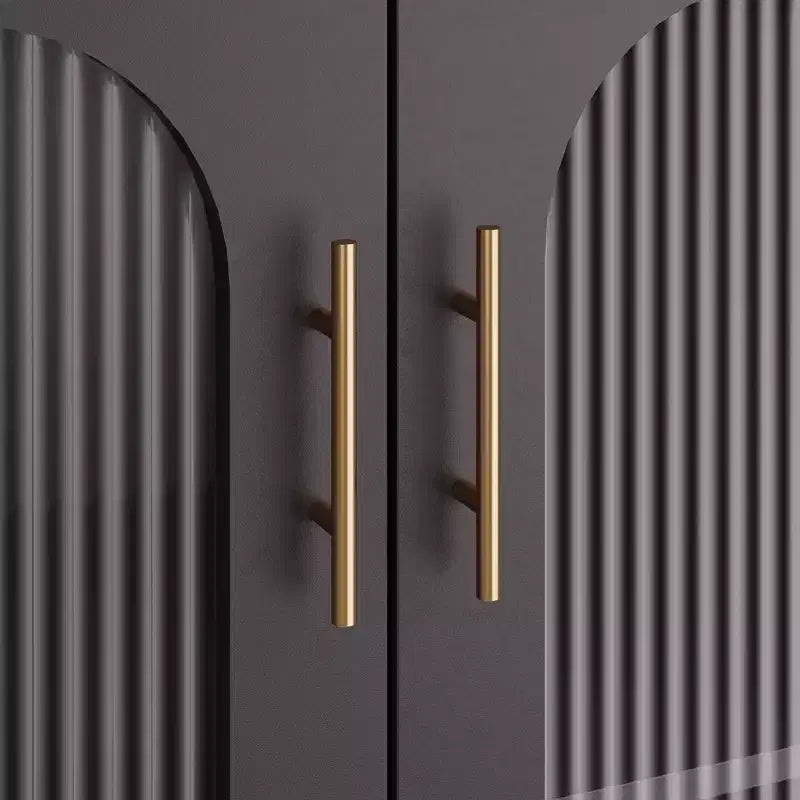 Bahut, Meuble de rangement en bois avec portes vitrées, Deux poignées métalliques, Meuble de rangement avec étagères réglables, Bahut moderne