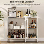 Bahut, Meuble de rangement en bois avec portes vitrées, Deux poignées métalliques, Meuble de rangement avec étagères réglables, Bahut moderne