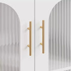Bahut, Meuble de rangement en bois avec portes vitrées, Deux poignées métalliques, Meuble de rangement avec étagères réglables, Bahut moderne