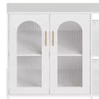 Bahut, Meuble de rangement en bois avec portes vitrées, Deux poignées métalliques, Meuble de rangement avec étagères réglables, Bahut moderne