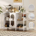Bahut, Meuble de rangement en bois avec portes vitrées, Deux poignées métalliques, Meuble de rangement avec étagères réglables, Bahut moderne