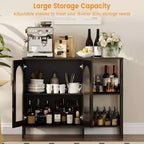 Bahut, Meuble de rangement en bois avec portes vitrées, Deux poignées métalliques, Meuble de rangement avec étagères réglables, Bahut moderne