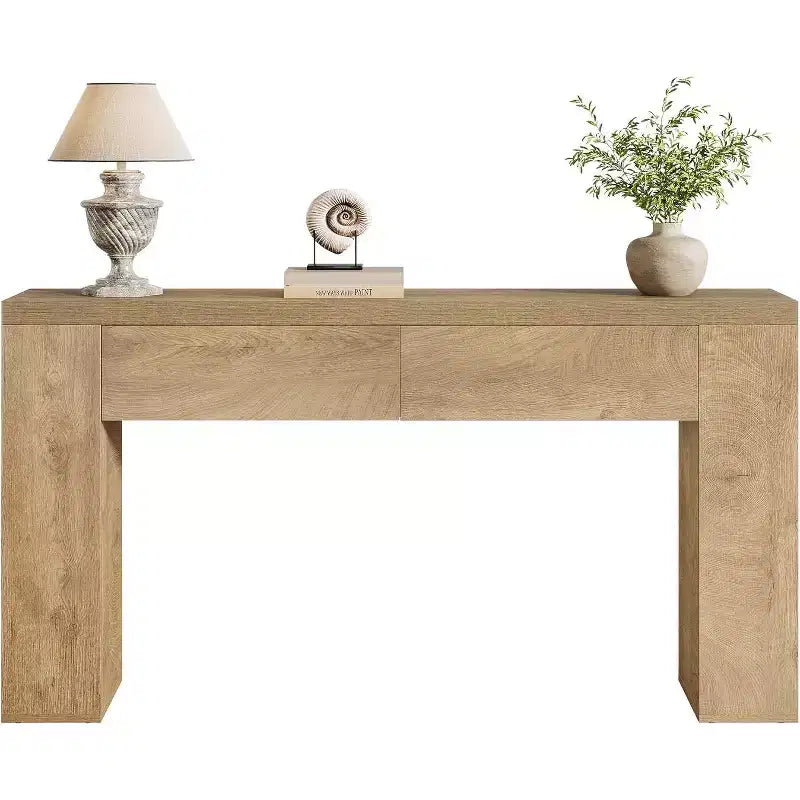 Lantine 63-Inch Wooden Console Table with 2 Hidden Drawers, Farmhouse Sofa Table for Living Room, Hallway, Entrance, Foyer, Easy Assembly