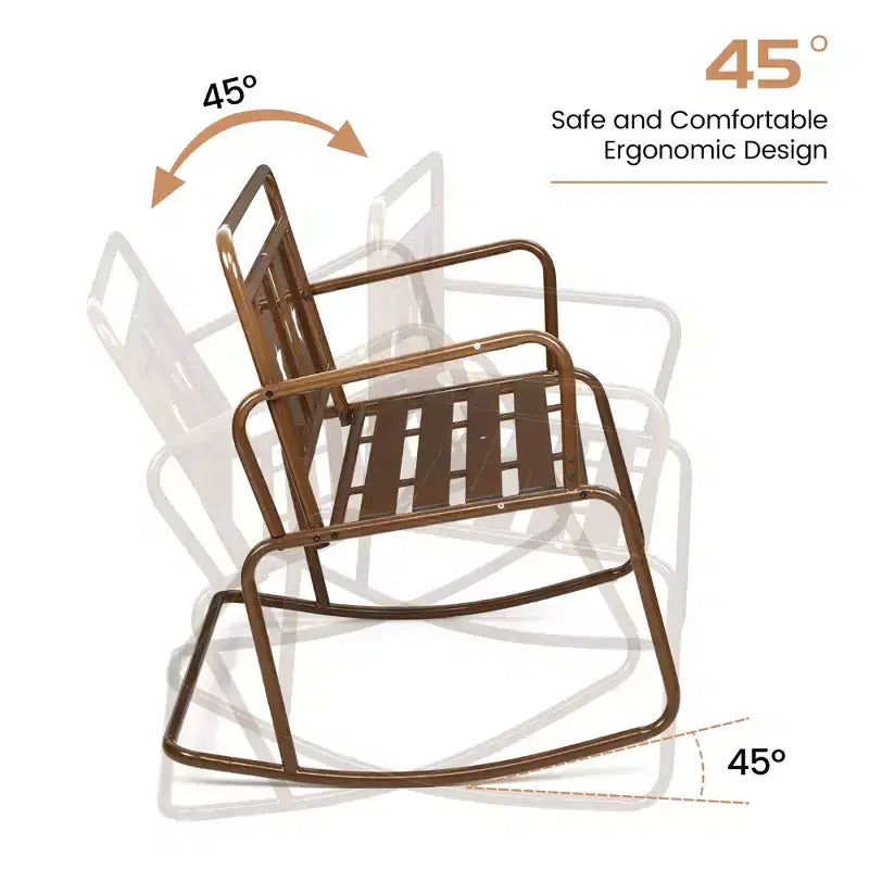 Acekool Fauteuil à bascule 2 places en fer – Balancelle de jardin couleur foie avec motif étoile