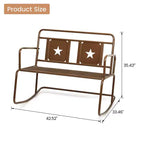 Acekool Fauteuil à bascule 2 places en fer – Balancelle de jardin couleur foie avec motif étoile
