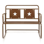 Acekool Fauteuil à bascule 2 places en fer – Balancelle de jardin couleur foie avec motif étoile