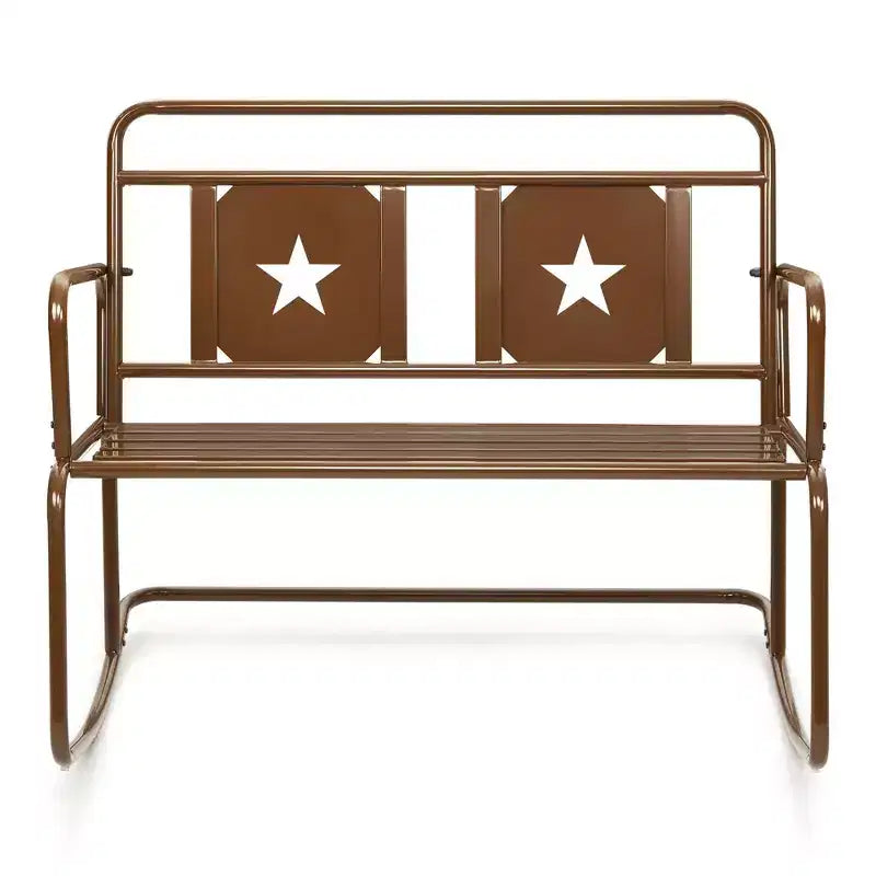 Acekool Fauteuil à bascule 2 places en fer – Balancelle de jardin couleur foie avec motif étoile