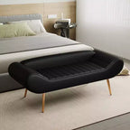 Banc de canapé Acekool 57 avec accoudoir et dossier, pieds en métal, capacité de 180 kg, revêtement en PVC, design incurvé pour chambre et salon, noir