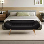 Banc de canapé Acekool 57 avec accoudoir et dossier, pieds en métal, capacité de 180 kg, revêtement en PVC, design incurvé pour chambre et salon, noir