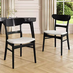 Okak Chaises de salle à manger modernes du milieu du siècle, lot de 2, rondes, rembourrées avec dossier incurvé et pieds en métal, chaises d'appoint en bouclé pour cuisine et salle à manger