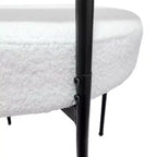 Okak Chaises de salle à manger modernes du milieu du siècle, lot de 2, rondes, rembourrées avec dossier incurvé et pieds en métal, chaises d'appoint en bouclé pour cuisine et salle à manger