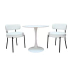 Okak Chaises de salle à manger modernes du milieu du siècle, lot de 2, rondes, rembourrées avec dossier incurvé et pieds en métal, chaises d'appoint en bouclé pour cuisine et salle à manger