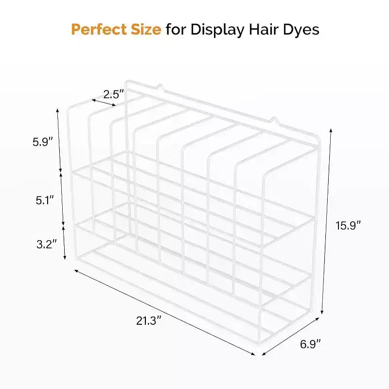Support de rangement pour coloration capillaire, présentoir mural en métal à 2 niveaux pour tubes de teinture capillaire, blanc