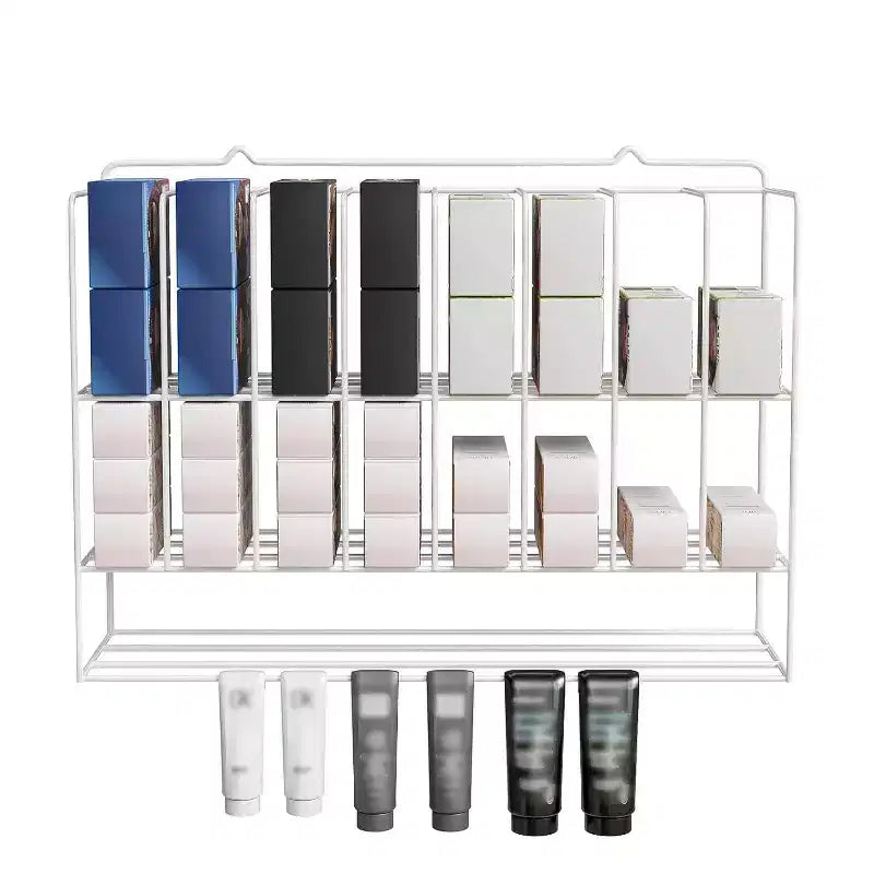 Support de rangement pour coloration capillaire, présentoir mural en métal à 2 niveaux pour tubes de teinture capillaire, blanc