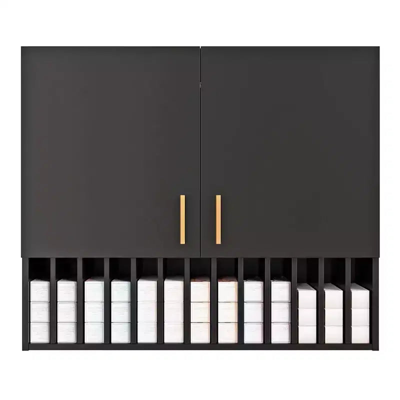 Présentoir de rangement pour colorations capillaires, Étagères murales réglables, Meuble de salon, Blanc