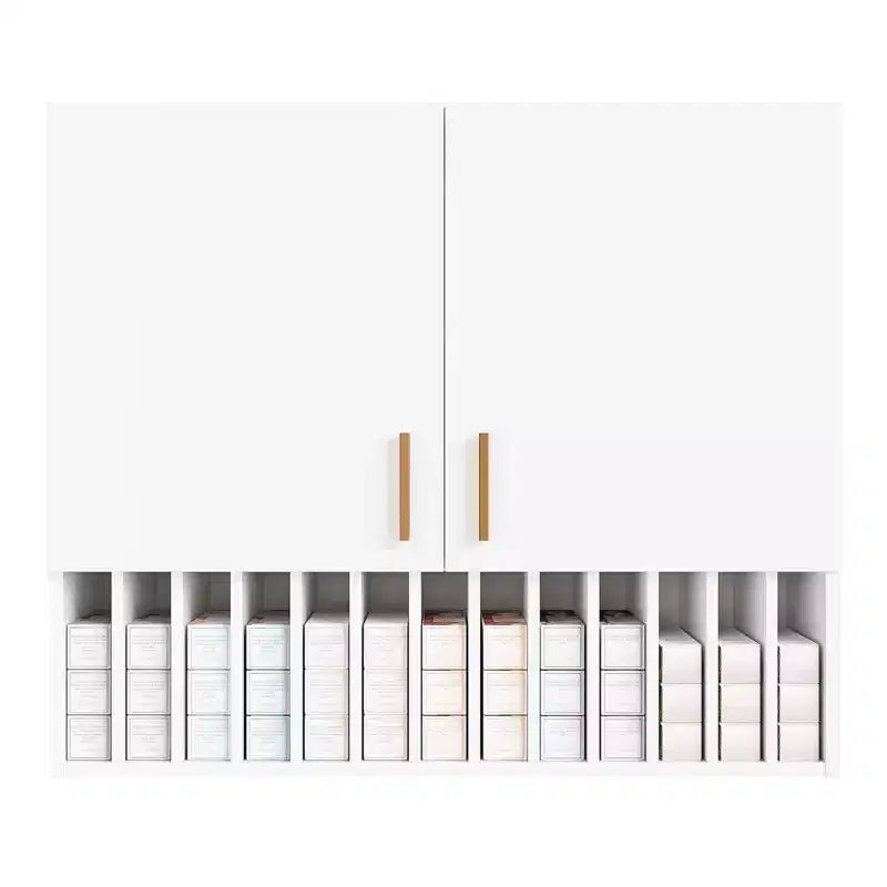 Présentoir de rangement pour colorations capillaires, Étagères murales réglables, Meuble de salon, Blanc