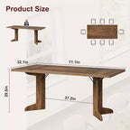 CuisinSmart 71 Table de salle à manger pour 6 à 8 personnes, table à dîner moderne avec pieds en bois uniques, table de salle à manger rectangulaire