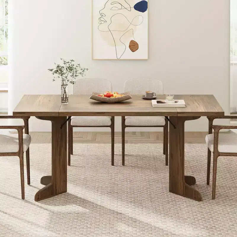 CuisinSmart 71 Table de salle à manger pour 6 à 8 personnes, table à dîner moderne avec pieds en bois uniques, table de salle à manger rectangulaire