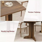 CuisinSmart 71 Table de salle à manger pour 6 à 8 personnes, table à dîner moderne avec pieds en bois uniques, table de salle à manger rectangulaire