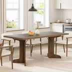 CuisinSmart 71 Table de salle à manger pour 6 à 8 personnes, table à dîner moderne avec pieds en bois uniques, table de salle à manger rectangulaire