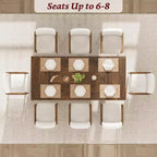 CuisinSmart 71 Table de salle à manger pour 6 à 8 personnes, table à dîner moderne avec pieds en bois uniques, table de salle à manger rectangulaire