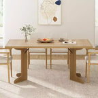 CuisinSmart 71 Table de salle à manger pour 6 à 8 personnes, table à dîner moderne avec pieds en bois uniques, table de salle à manger rectangulaire