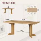 CuisinSmart 71 Table de salle à manger pour 6 à 8 personnes, table à dîner moderne avec pieds en bois uniques, table de salle à manger rectangulaire