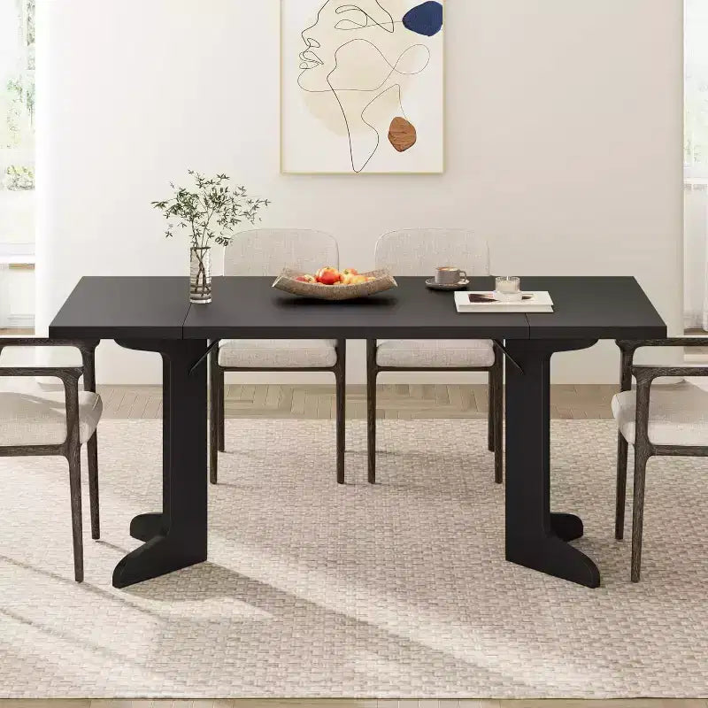CuisinSmart 71 Table de salle à manger pour 6 à 8 personnes, table à dîner moderne avec pieds en bois uniques, table de salle à manger rectangulaire