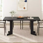 CuisinSmart 71 Table de salle à manger pour 6 à 8 personnes, table à dîner moderne avec pieds en bois uniques, table de salle à manger rectangulaire