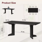 CuisinSmart 71 Table de salle à manger pour 6 à 8 personnes, table à dîner moderne avec pieds en bois uniques, table de salle à manger rectangulaire